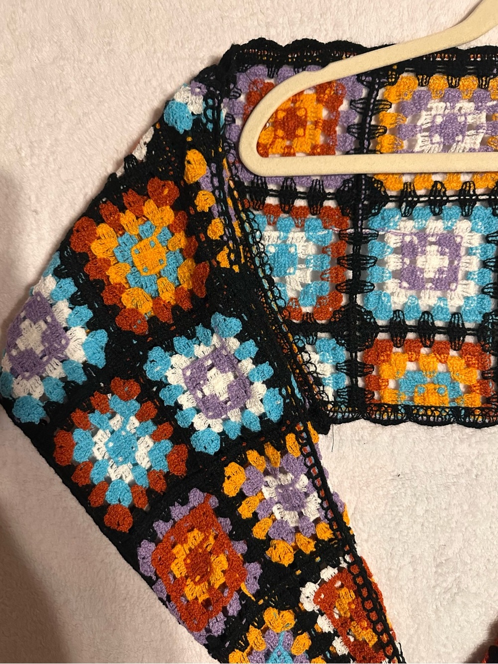 Crochet Square-Pattern Bolero Sweater - Multi-Color - Picture 3 of 11
